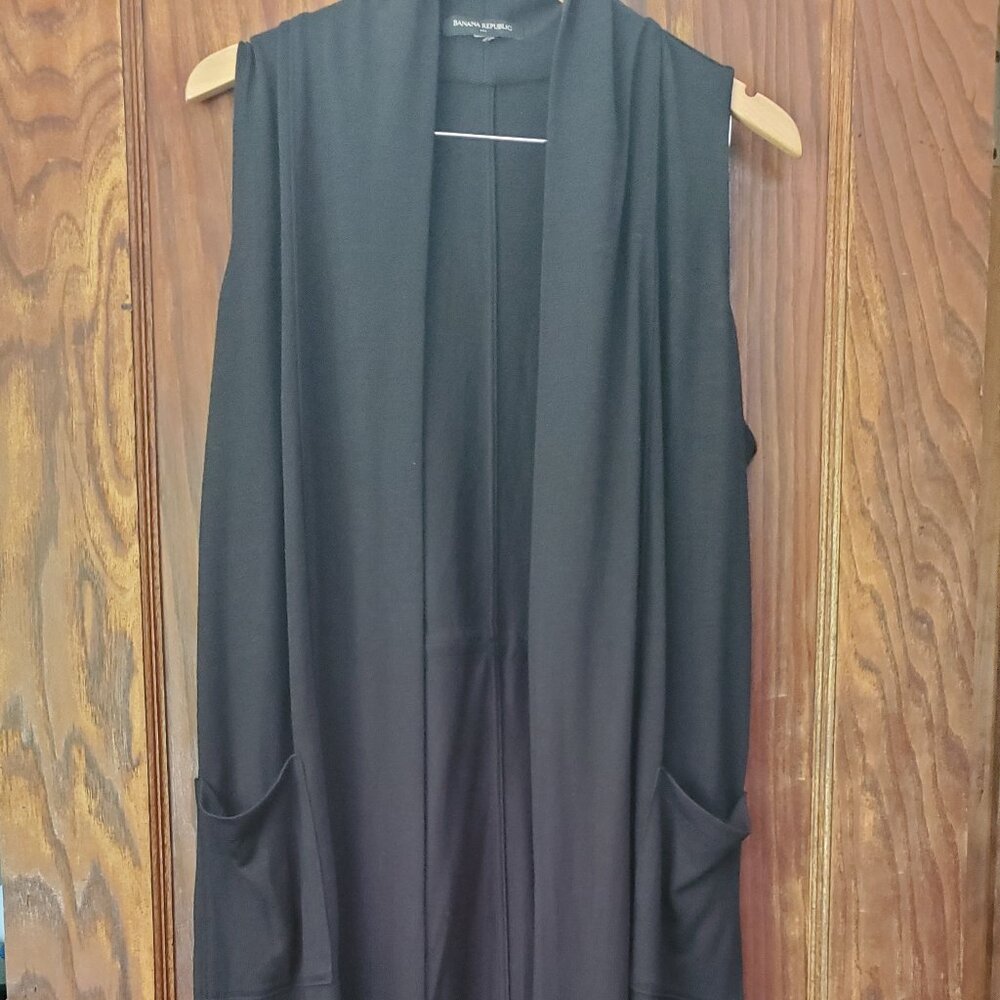 Banana Republic Luxe Spun Black Duster Vest